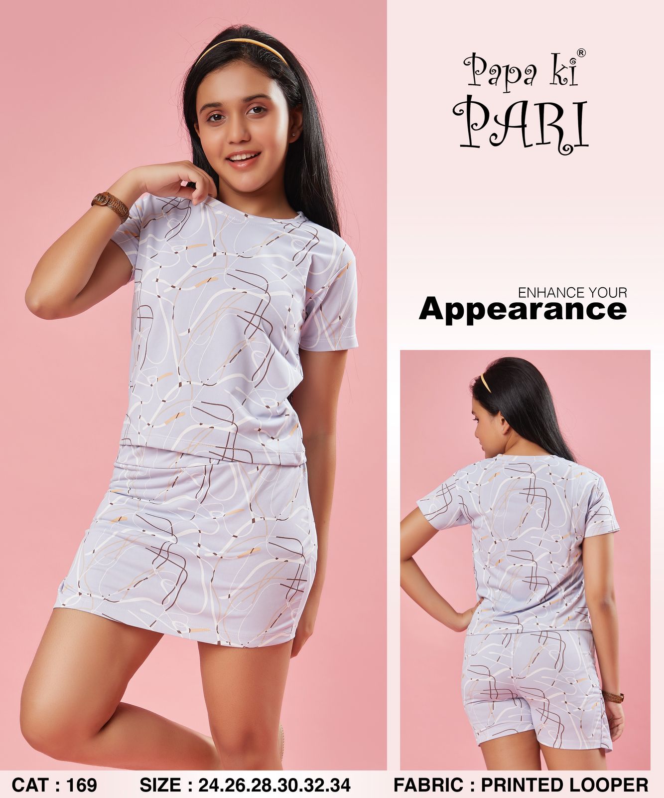 Cat 169 Papa Ki Pari Looper Girls Shorts Set Wholesaler