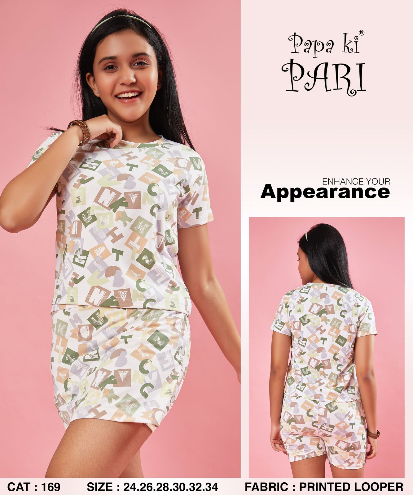 Cat 169 Papa Ki Pari Looper Girls Shorts Set Wholesaler