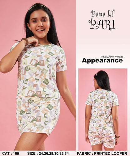 Cat 169 Papa Ki Pari Looper Girls Shorts Set Wholesaler