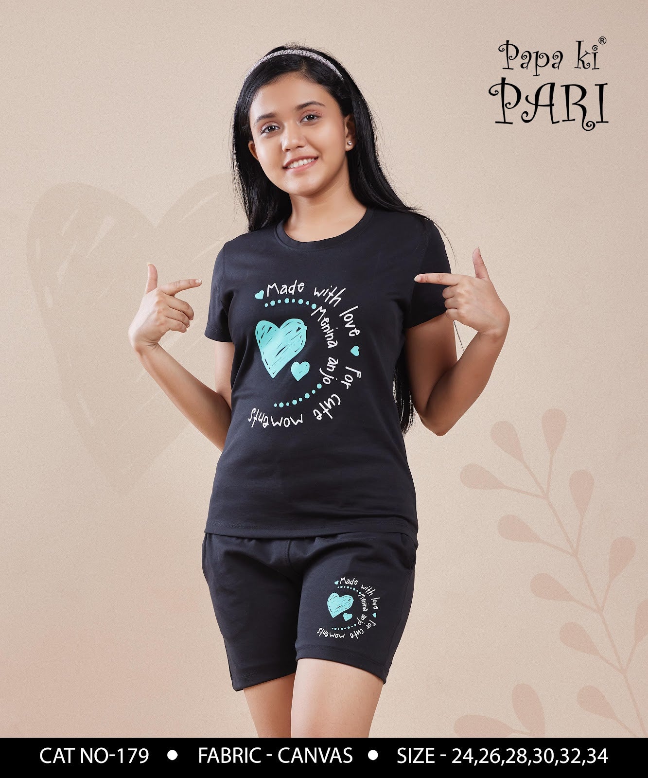 Cat 179 Papa Ki Pari Canvas Girls Shorts Set Exporter Gujarat