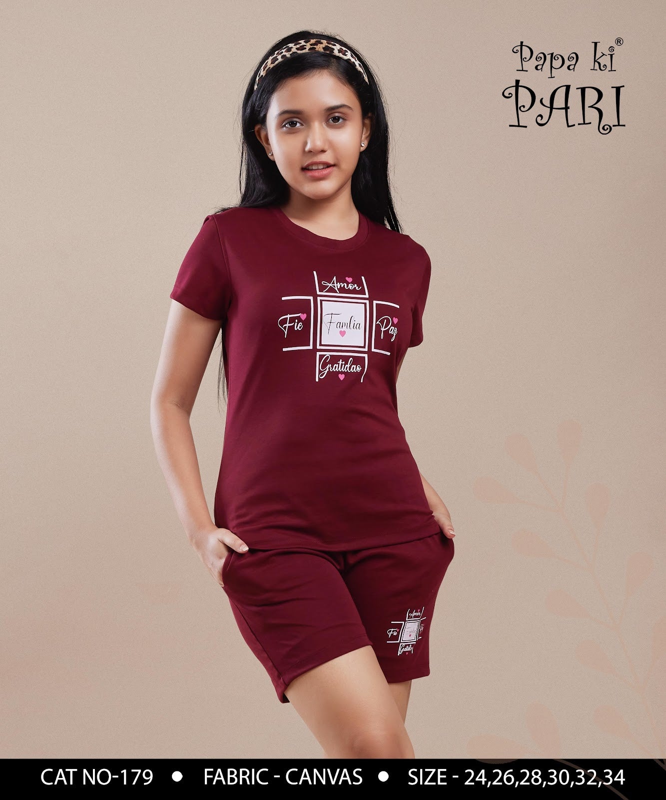 Cat 179 Papa Ki Pari Canvas Girls Shorts Set Exporter Gujarat