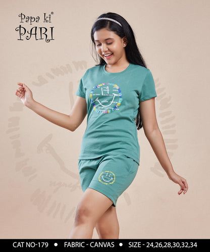 Cat 179 Papa Ki Pari Canvas Girls Shorts Set Exporter Gujarat