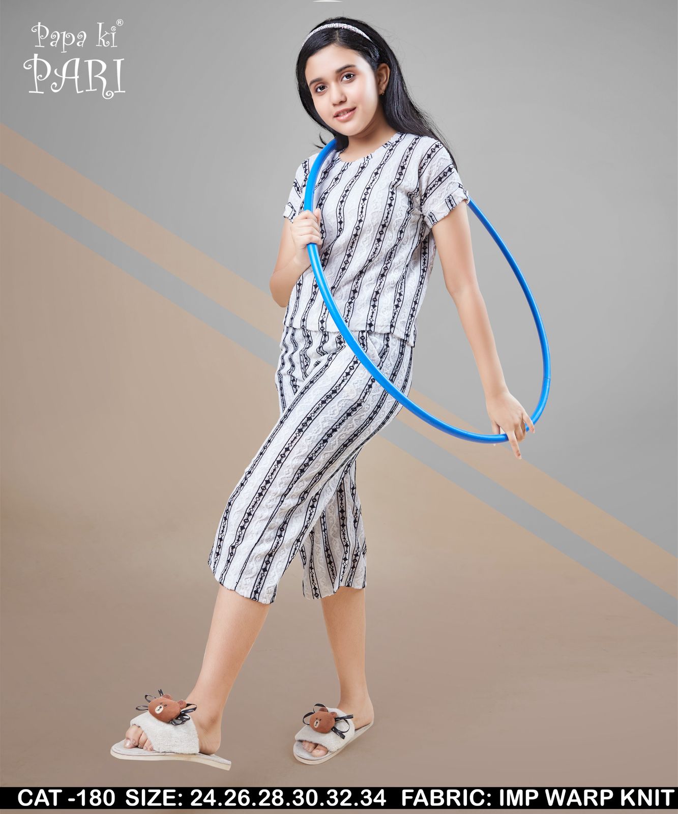 Cat 180 Papa Ki Pari Lycra Girls Capri Night Suits Wholesale Price