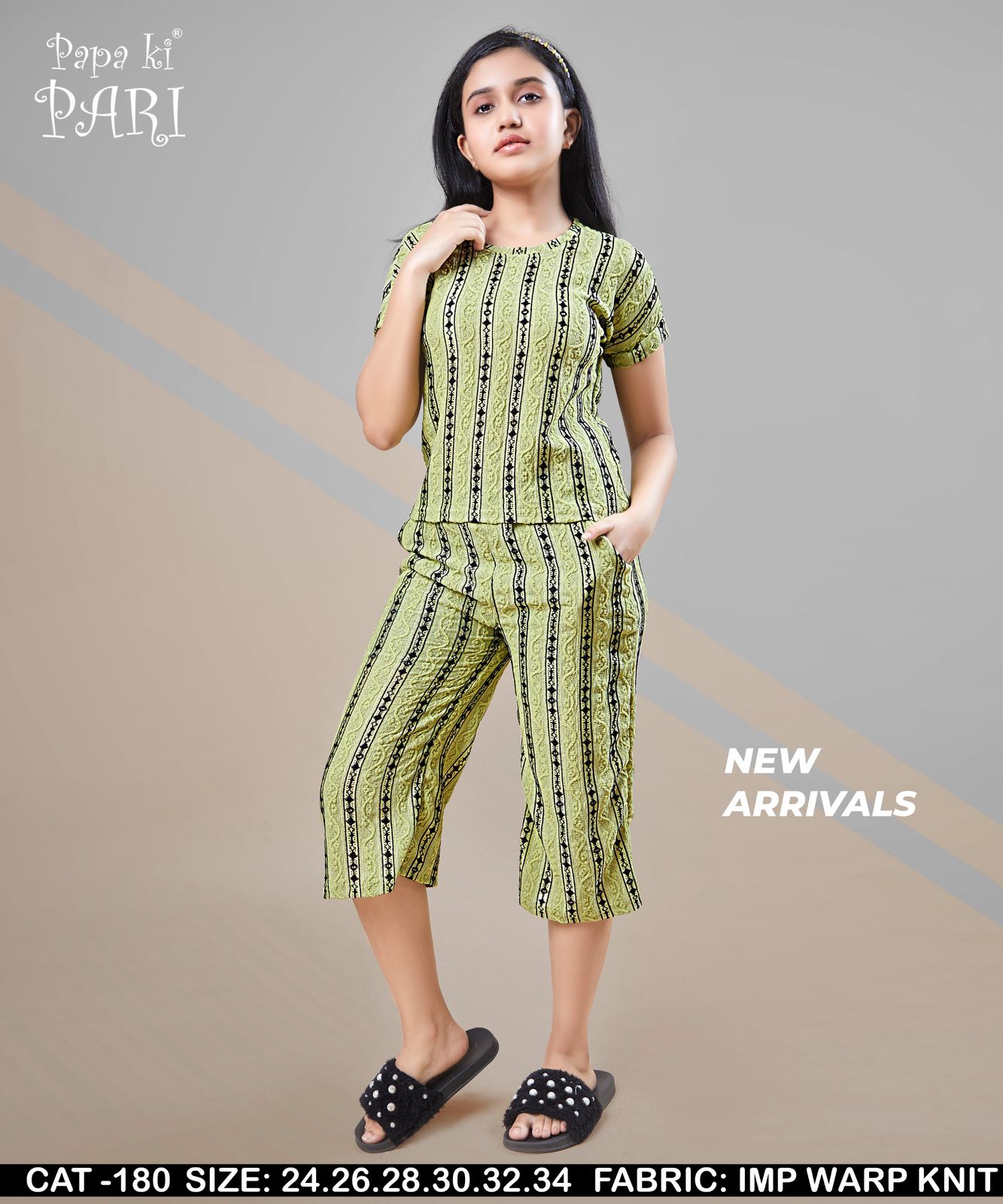 Cat 180 Papa Ki Pari Lycra Girls Capri Night Suits Wholesale Price