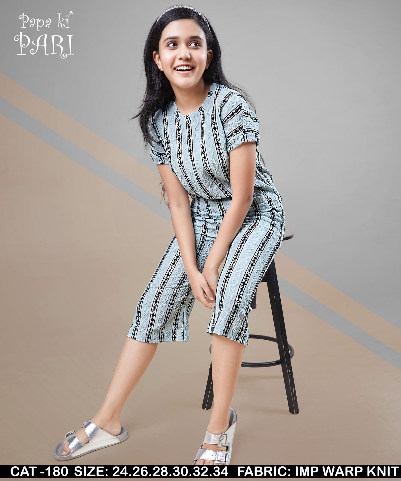 Cat 180 Papa Ki Pari Lycra Girls Capri Night Suits Wholesale Price