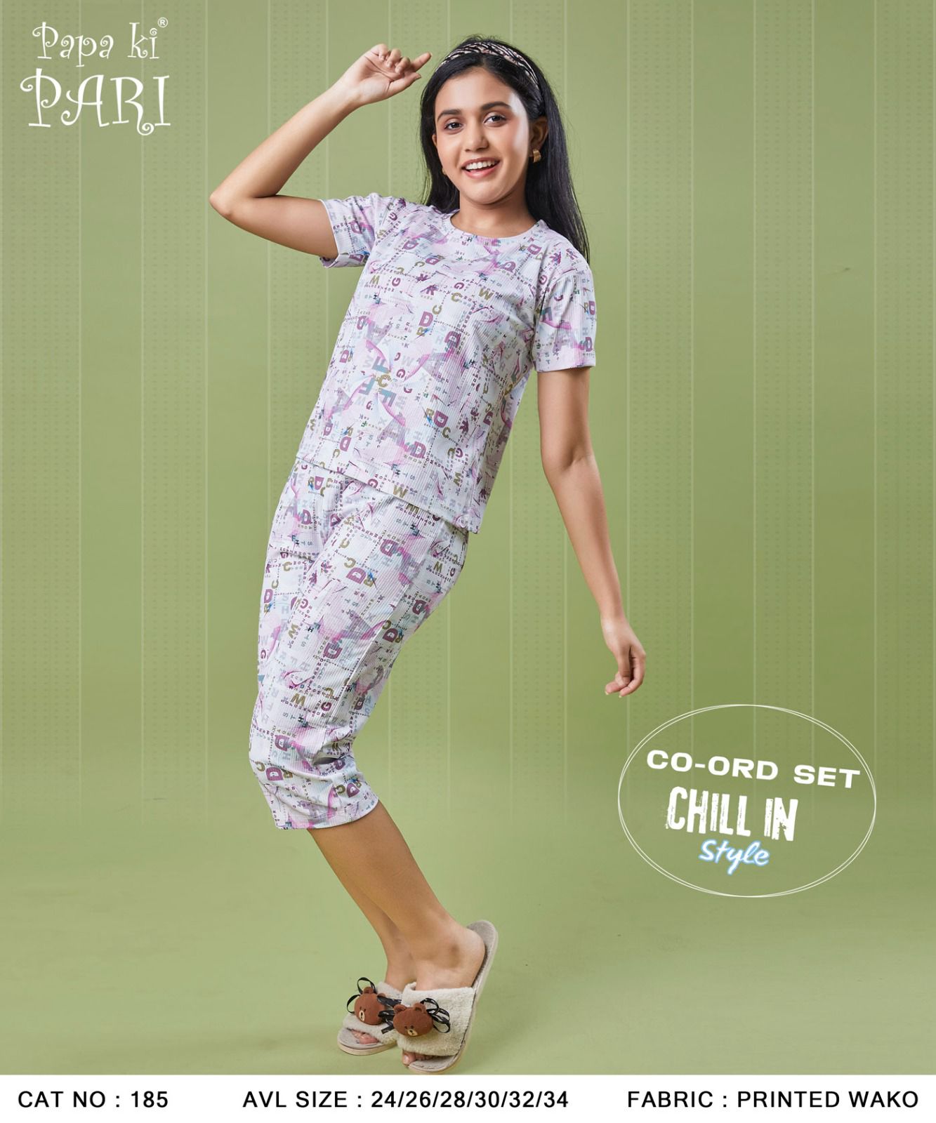 Cat 185 Papa Ki Pari Girls Co Ord Set Exporter