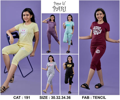 Cat 191 Papa Ki Pari Tencil Girls Capri Night Suits Manufacturer Gujarat
