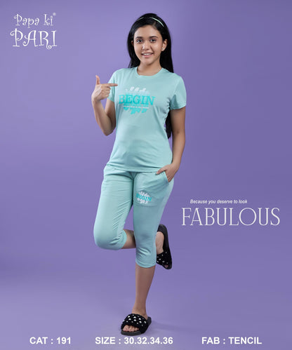 Cat 191 Papa Ki Pari Tencil Girls Capri Night Suits Manufacturer Gujarat
