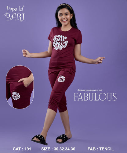 Cat 191 Papa Ki Pari Tencil Girls Capri Night Suits Manufacturer Gujarat