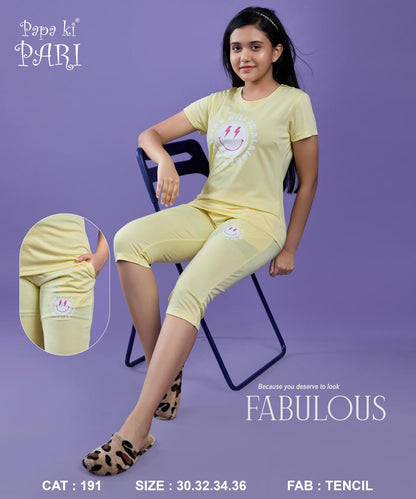 Cat 191 Papa Ki Pari Tencil Girls Capri Night Suits Manufacturer Gujarat