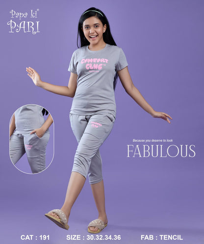 Cat 191 Papa Ki Pari Tencil Girls Capri Night Suits Manufacturer Gujarat