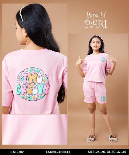 Cat 202 Papa Ki Pari Tencil Lycra Girls Shorts Set Wholesaler Gujarat