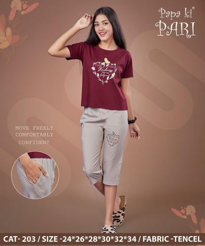 Cat 203 Papa Ki Pari Imported Girls Capri Night Suits Supplier Ahmedabad