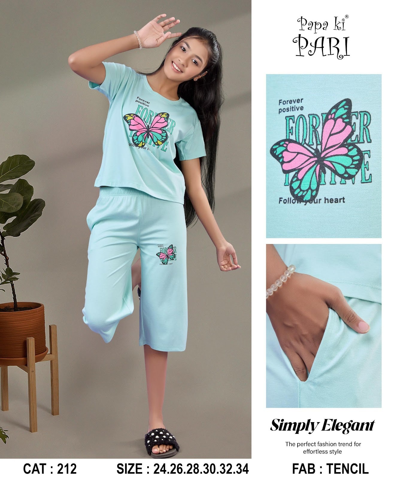 Cat 212 Papa Ki Pari Imported Girls Capri Night Suits Wholesaler