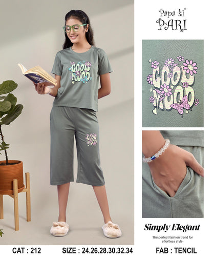 Cat 212 Papa Ki Pari Imported Girls Capri Night Suits Wholesaler
