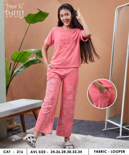 Cat 216 Papa Ki Pari Looper Girls Pant Set Exporter India
