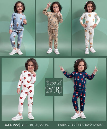 Cat 222 Papa Ki Pari Lycra Girls Co Ord Set Wholesale Rate