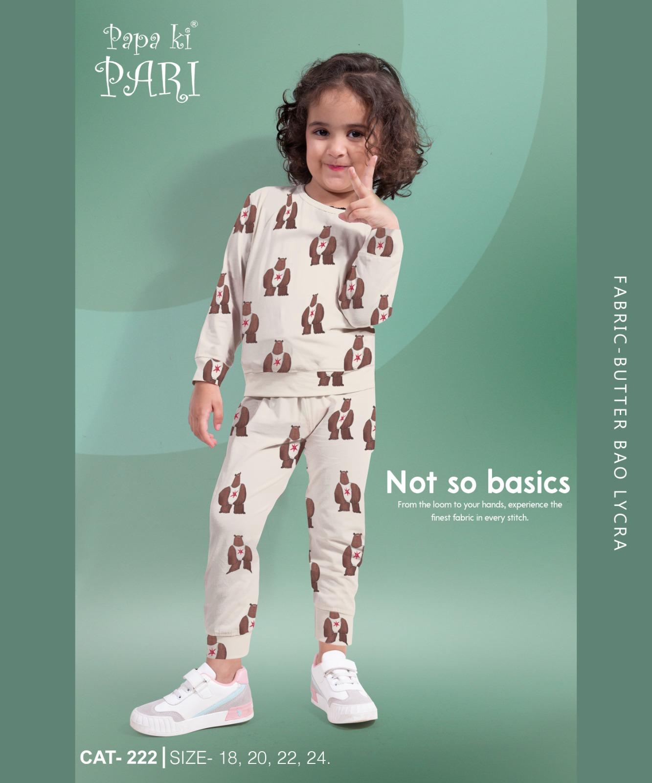 Cat 222 Papa Ki Pari Lycra Girls Co Ord Set Wholesale Rate