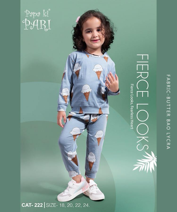 Cat 222 Papa Ki Pari Lycra Girls Co Ord Set Wholesale Rate