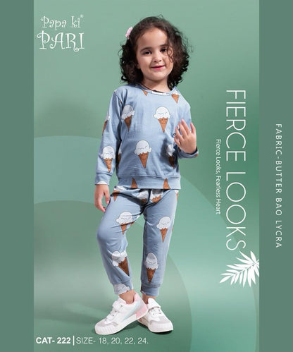 Cat 222 Papa Ki Pari Lycra Girls Co Ord Set Wholesale Rate