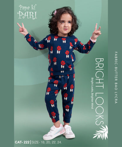 Cat 222 Papa Ki Pari Lycra Girls Co Ord Set Wholesale Rate