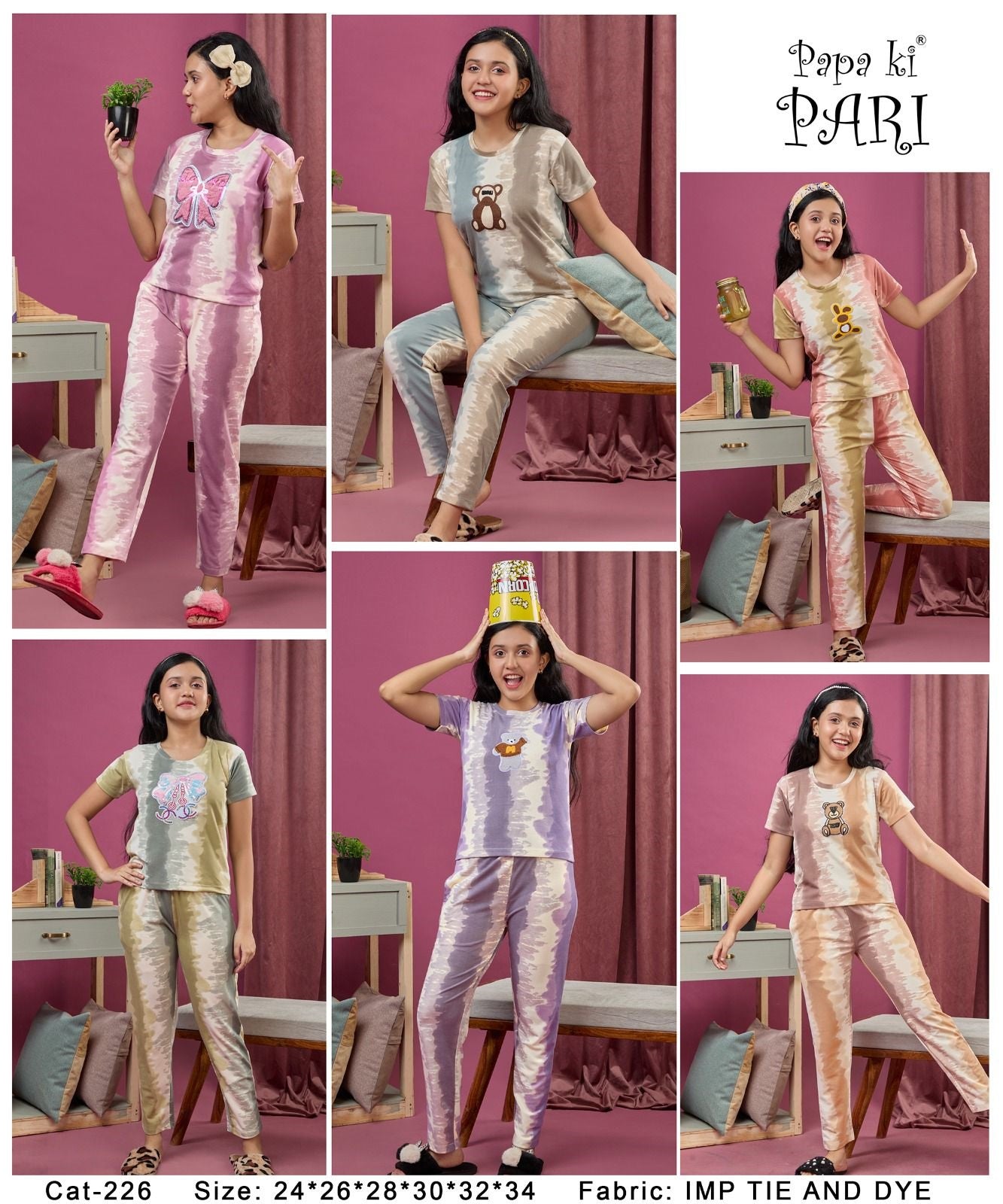 Cat 226 Papa Ki Pari Tie Dye Girls Co Ord Set Supplier Ahmedabad
