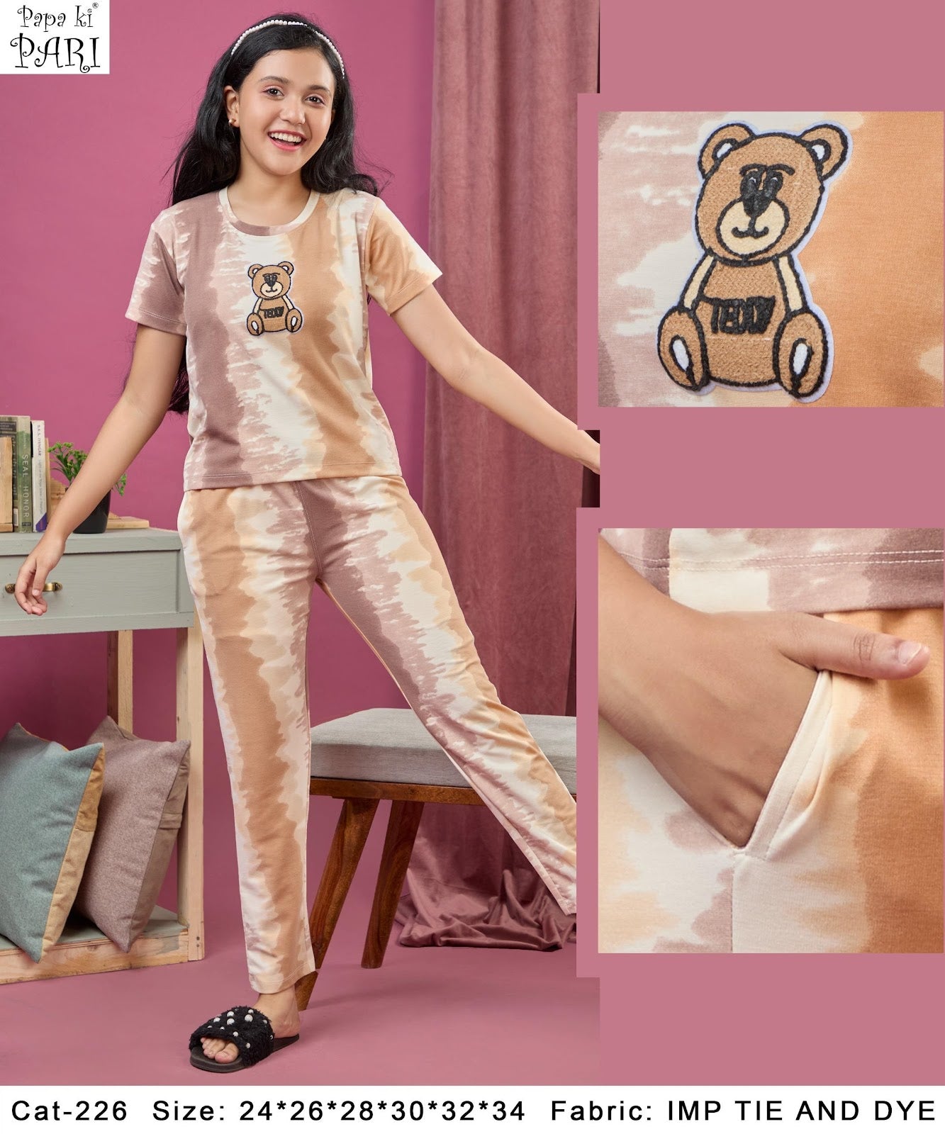 Cat 226 Papa Ki Pari Tie Dye Girls Co Ord Set Supplier Ahmedabad