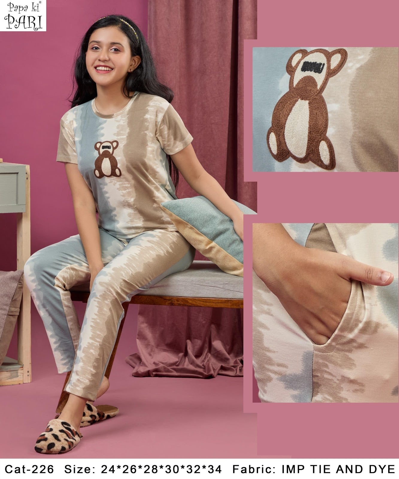 Cat 226 Papa Ki Pari Tie Dye Girls Co Ord Set Supplier Ahmedabad