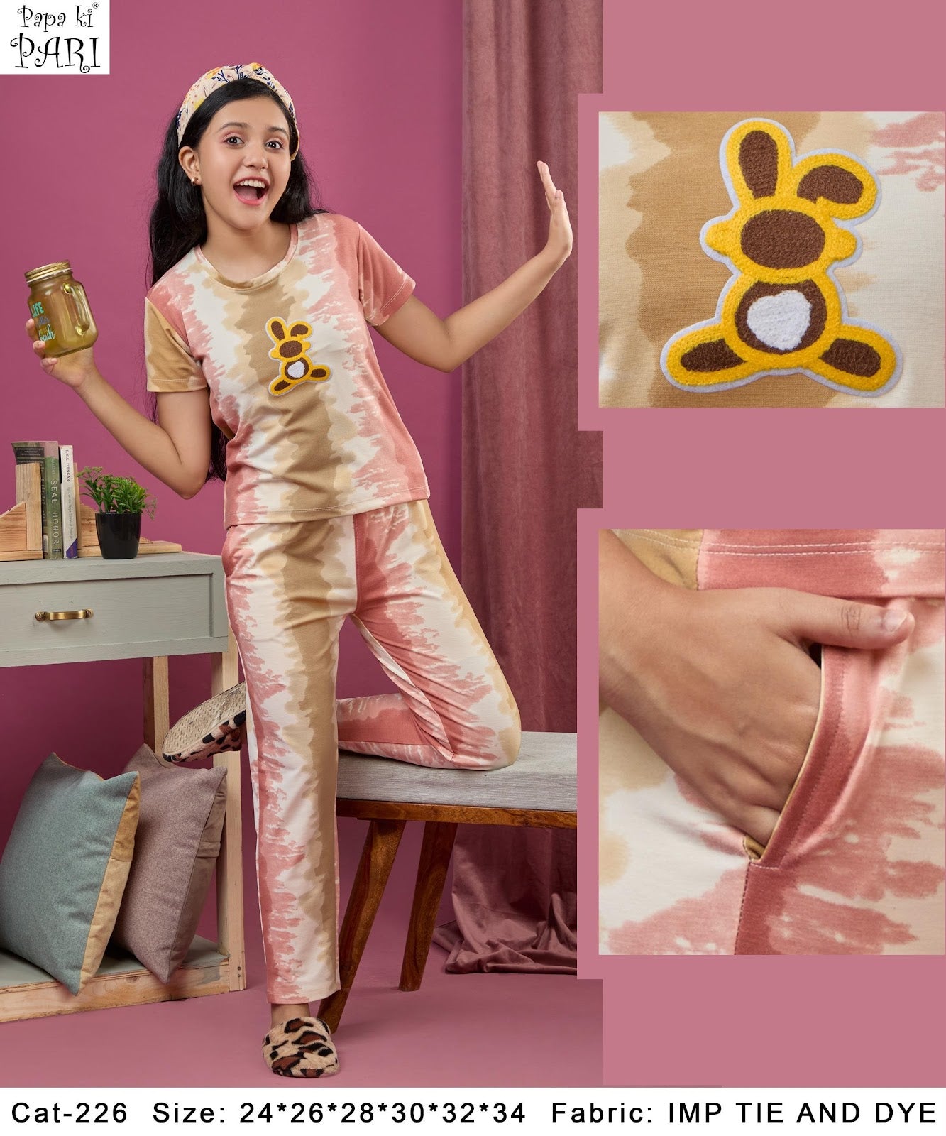 Cat 226 Papa Ki Pari Tie Dye Girls Co Ord Set Supplier Ahmedabad