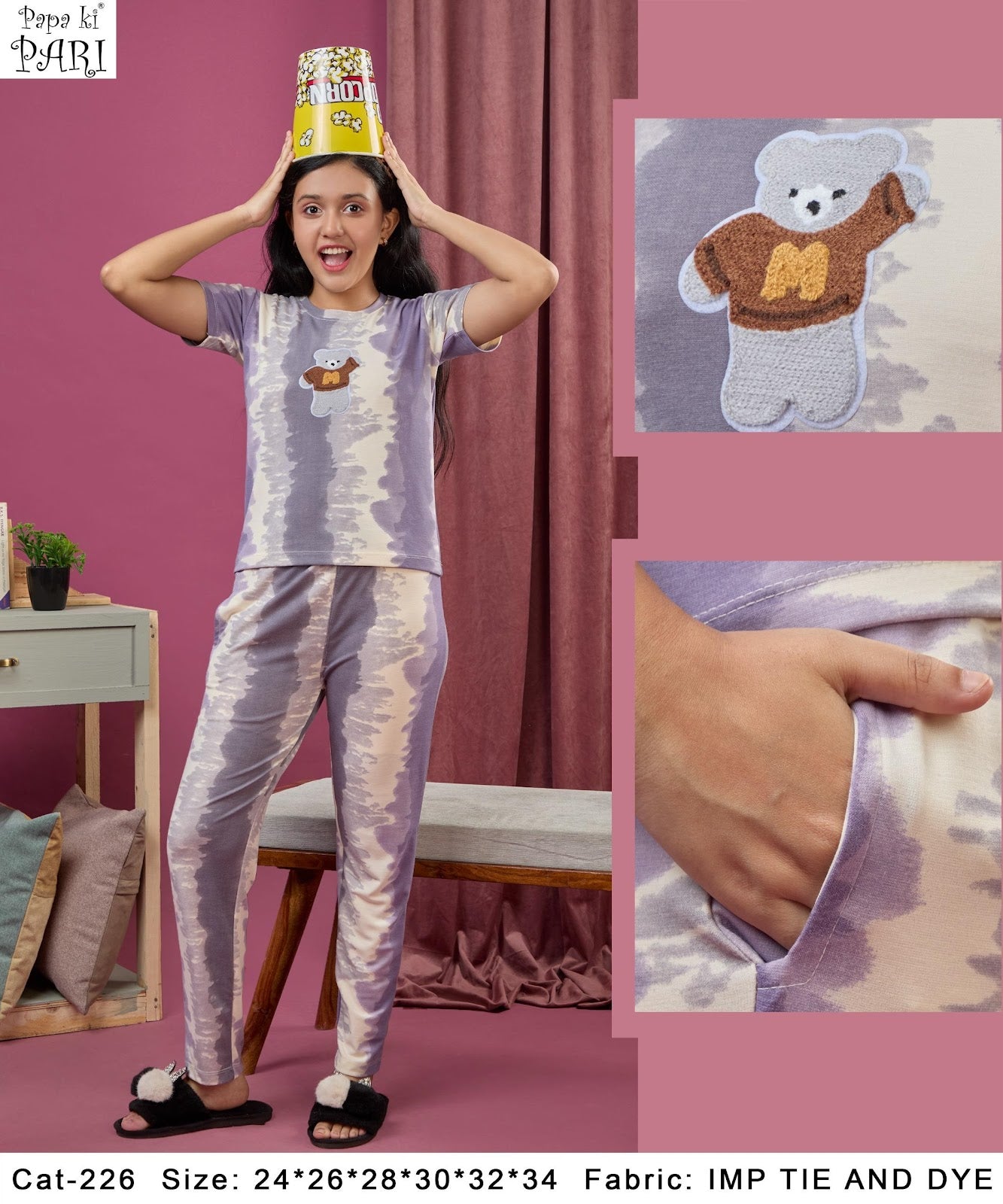 Cat 226 Papa Ki Pari Tie Dye Girls Co Ord Set Supplier Ahmedabad