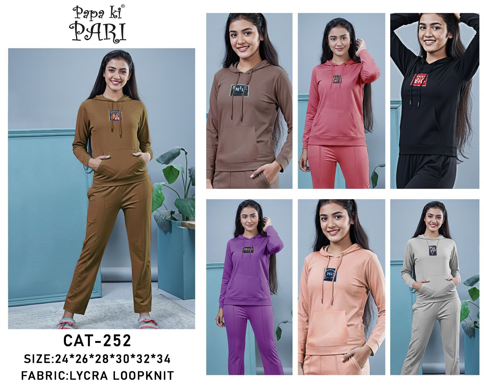 Cat 252 Papa Ki Pari Loopknit Girls Hoodie Pant Set Manufacturer