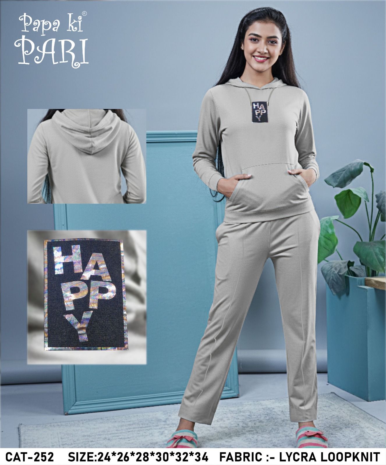 Cat 252 Papa Ki Pari Loopknit Girls Hoodie Pant Set Manufacturer