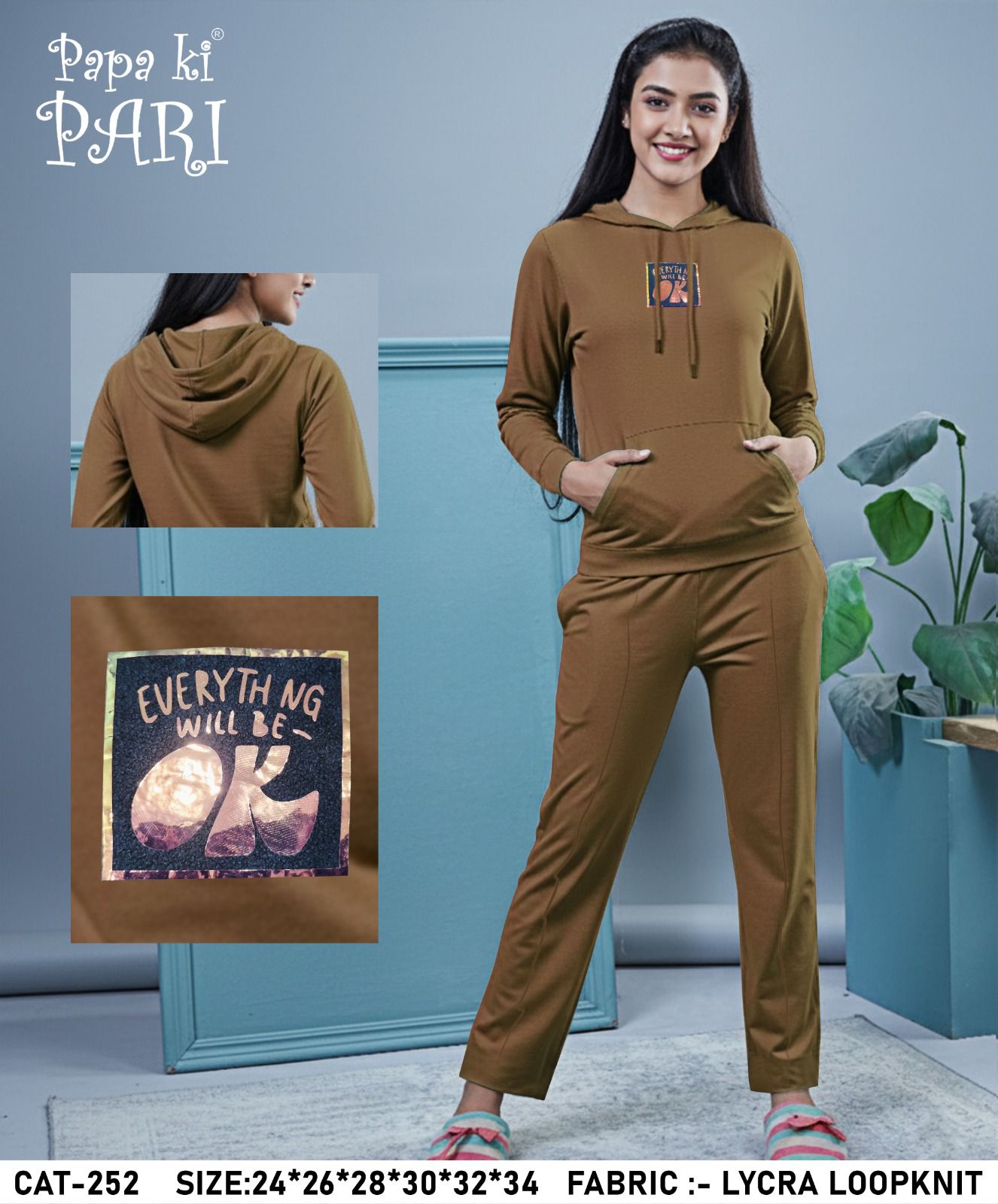 Cat 252 Papa Ki Pari Loopknit Girls Hoodie Pant Set Manufacturer