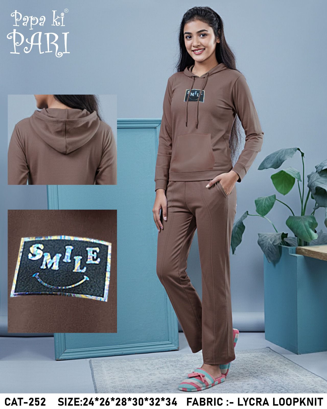 Cat 252 Papa Ki Pari Loopknit Girls Hoodie Pant Set Manufacturer