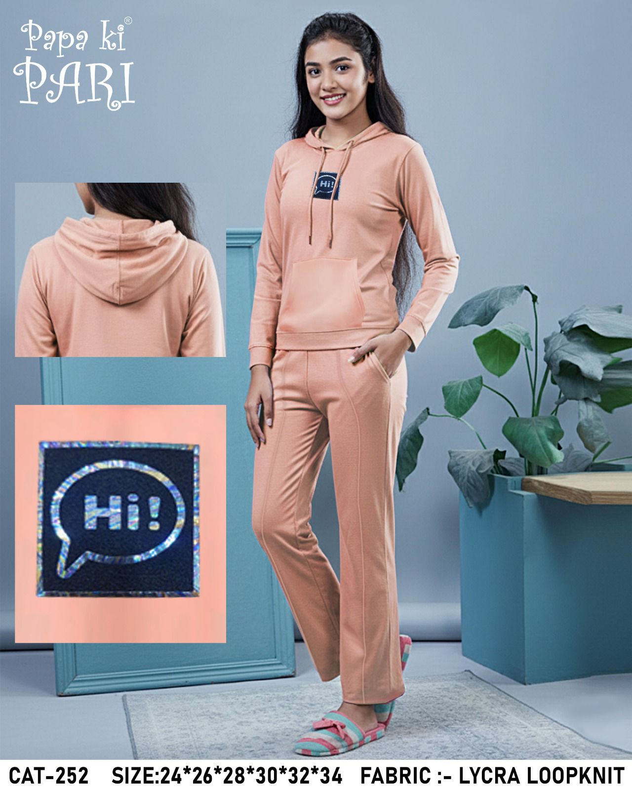 Cat 252 Papa Ki Pari Loopknit Girls Hoodie Pant Set Manufacturer