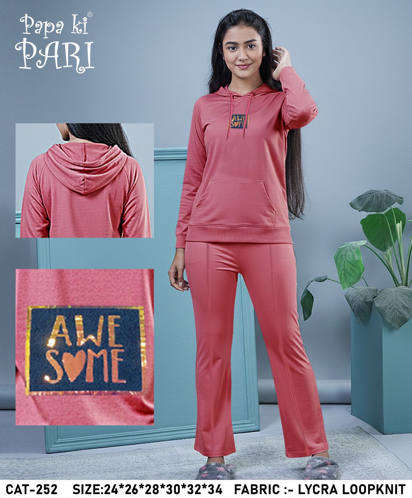 Cat 252 Papa Ki Pari Loopknit Girls Hoodie Pant Set Manufacturer