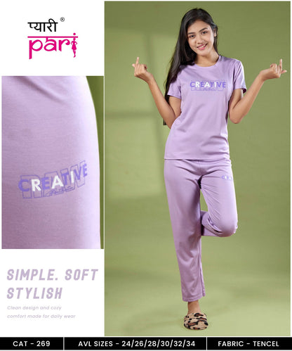 Cat 269 Pyari Pari Tencil Lycra Girls Co Ord Set Manufacturer Gujarat
