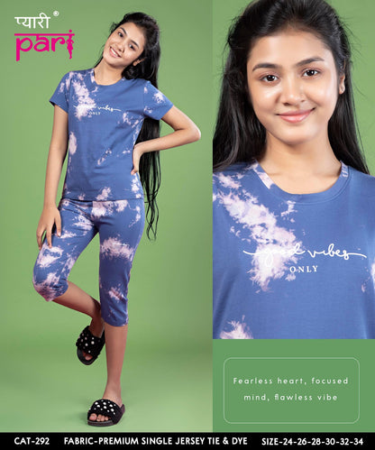 Cat 292 Pyari Pari Cotton Girls Capri Night Suits Exporter Ahmedabad