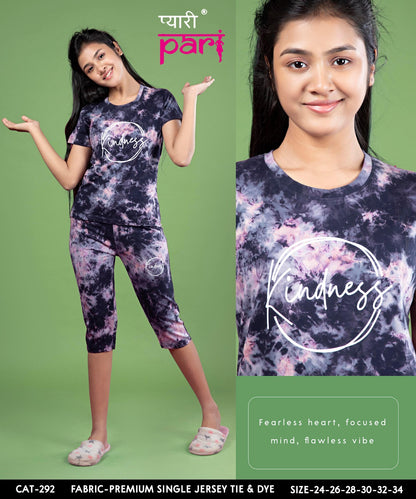 Cat 292 Pyari Pari Cotton Girls Capri Night Suits Exporter Ahmedabad