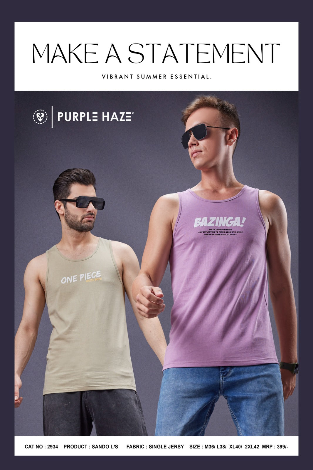 Cat 2934 Purple Haze Mens Sando Wholesale Rate