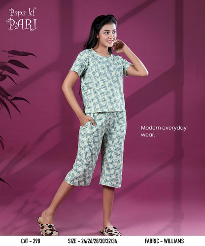 Cat 298 Papa Ki Pari Imported Girls Capri Night Suits Exporter Gujarat
