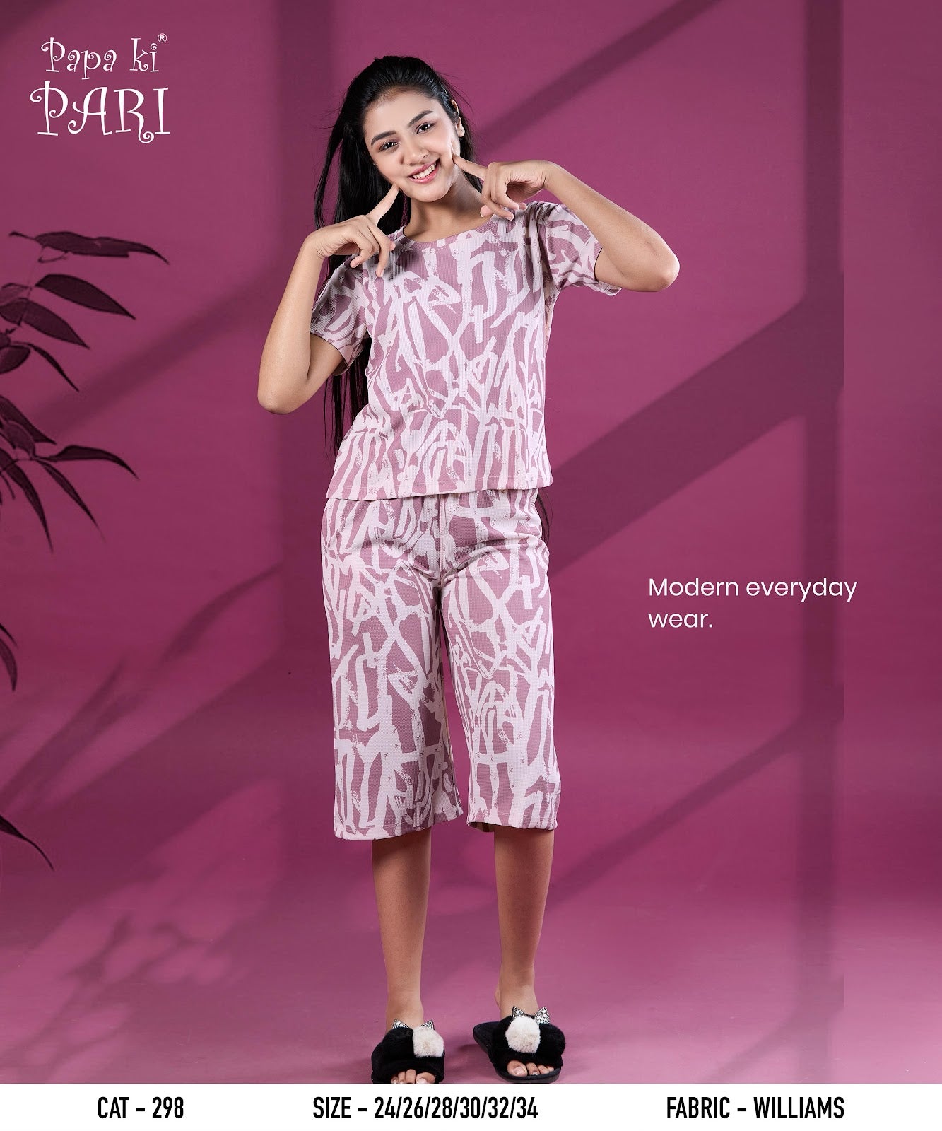 Cat 298 Papa Ki Pari Imported Girls Capri Night Suits Exporter Gujarat