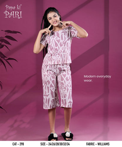 Cat 298 Papa Ki Pari Imported Girls Capri Night Suits Exporter Gujarat