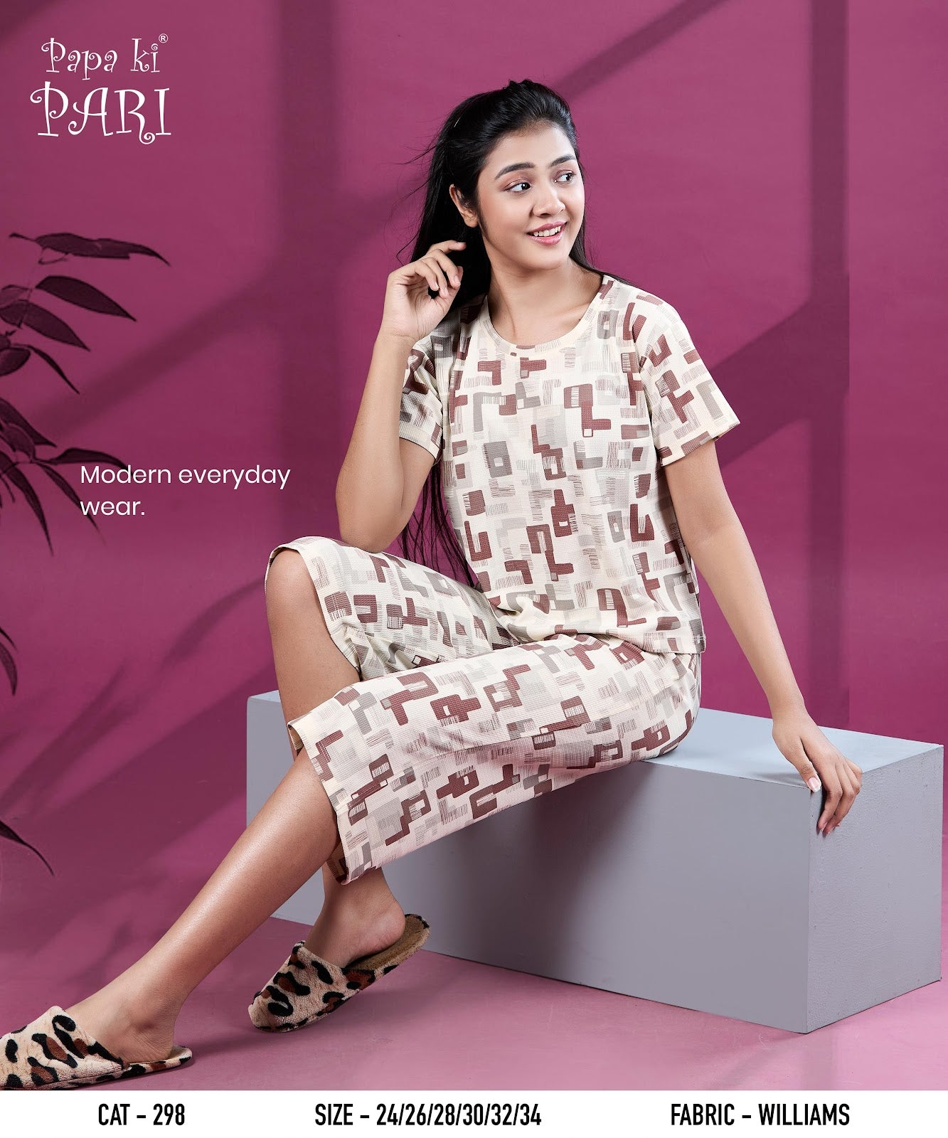 Cat 298 Papa Ki Pari Imported Girls Capri Night Suits Exporter Gujarat