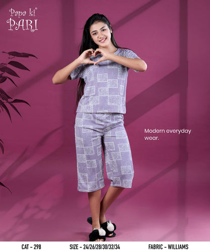 Cat 298 Papa Ki Pari Imported Girls Capri Night Suits Exporter Gujarat