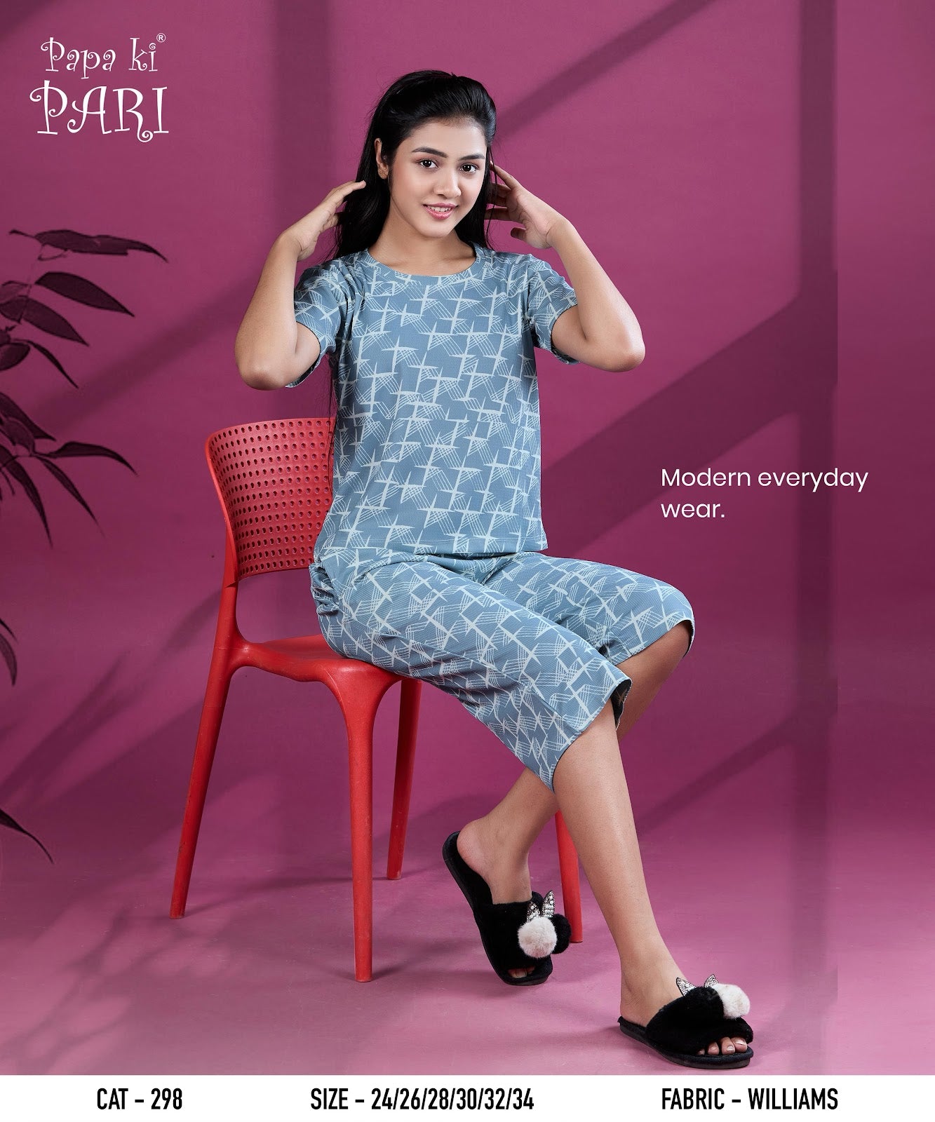 Cat 298 Papa Ki Pari Imported Girls Capri Night Suits Exporter Gujarat