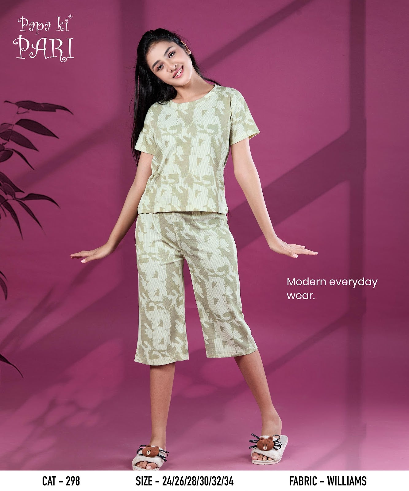 Cat 298 Papa Ki Pari Imported Girls Capri Night Suits Exporter Gujarat
