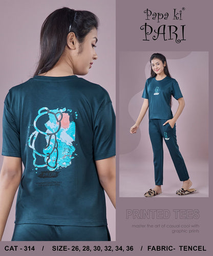 Cat 314 Papa Ki Pari Tencil Lycra Girls Pant Set Exporter Gujarat