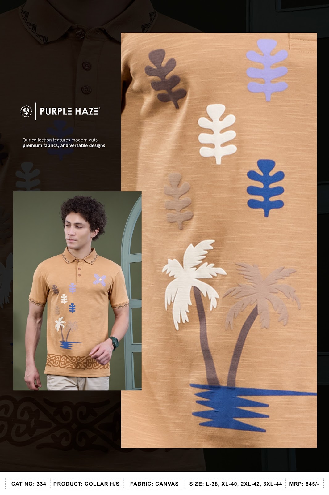 Cat 334 Purple Haze Canvas Mens Tshirts Wholesale Price