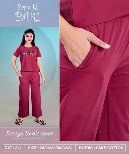 Cat 341 Papa Ki Pari Fake Cotton Girls Cargo Set Exporter Gujarat